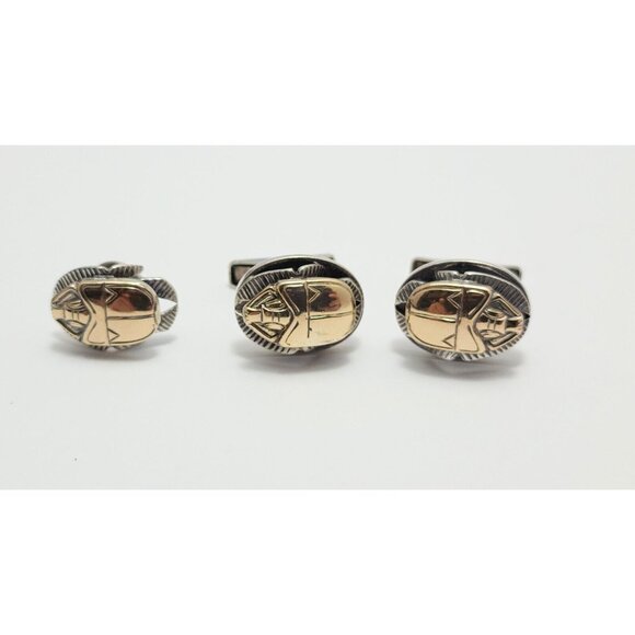 Allan Adler Sterling Silver & GP Scarab Cufflinks & Pin Silversmith to the Stars - Picture 10 of 11